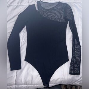 Abercrombie & Fitch Black Bodysuit Long Sleeve One Mesh Arm